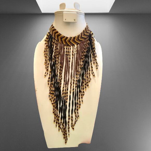 Handmade Jewelry - African Tribal Beaded Bib Statement Necklace